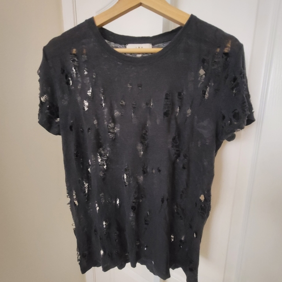 IRO X Revolve Clay Distressed Tee Shirt XS 100% Linen - Picture 2 of 5